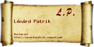 Lénárd Patrik névjegykártya